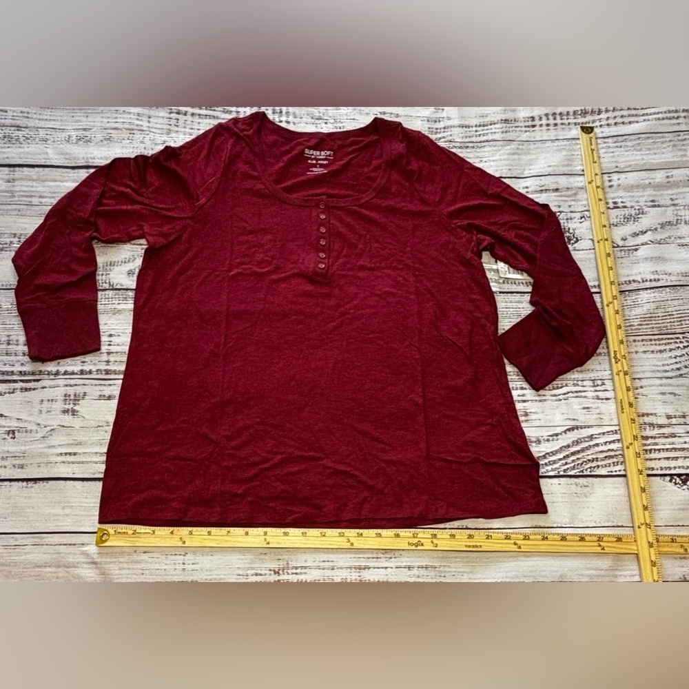 Women’s Torrid Super Soft Slub Scoop Neck Jersey Long Sleeve Henley